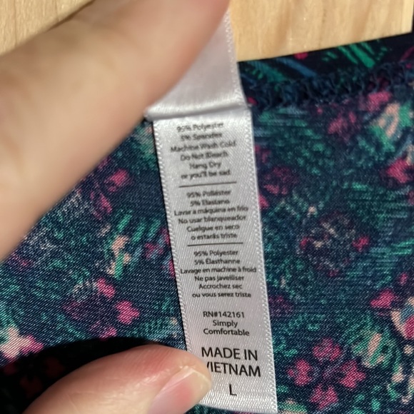 LuLaRoe Floral Green, Purple, & Pink Blouse L - Picture 5 of 6